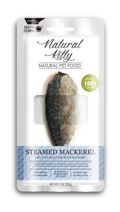 Natural Kitty Original Series STEAMED MACKEREL Ласощі для котів та собак у вигляді шматочків скумбрії приготованих на пару 30г