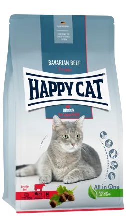 Сухий корм Happy Cat Indoor Voralpen Rind для дорослих котів, що мешкають в приміщенні зі смаком яловичини, 300 г, 70591