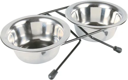 Миски Trixie для собак, на підставці, металеві, 10 см, 2х200 мл