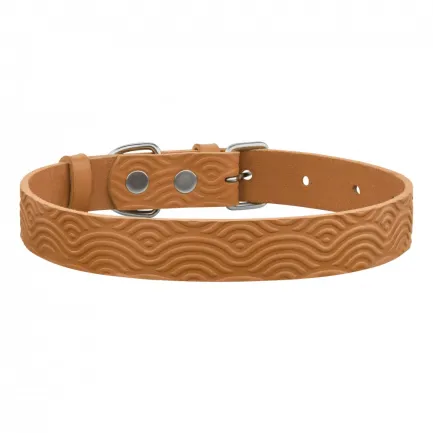 Нашийник для Собак Шкіряний BronzeDog Classic з тисненням Гірчичний XS — Фото 2