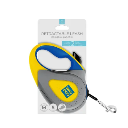 Повідець-рулетка для собак WAUDOG R-leash, малюнок "Colors of freedom", M, до 25 кг, 5 м, світловідбивна стрічка — Фото 1