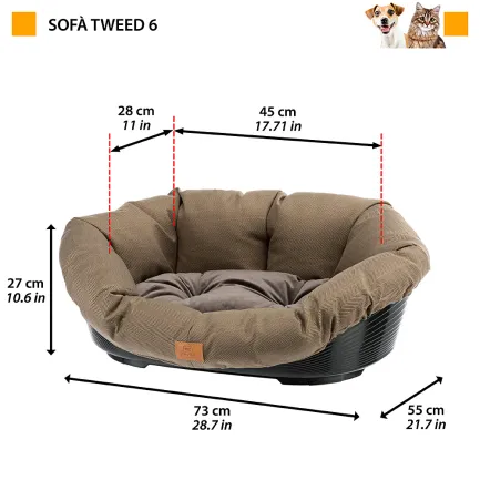Ferplast SOFA' 6 TWEED BROWN Місце д/собаки пластик+чохол — Фото 1