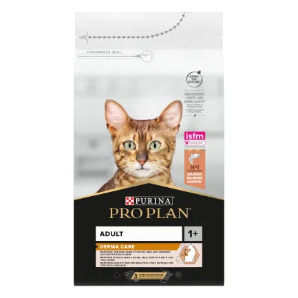 Сухий корм PRO PLAN Adult 1+ Derma Care для дорослих котів для підтримки здоров'я шкіри та краси шерсті з лососем 1,5 кг