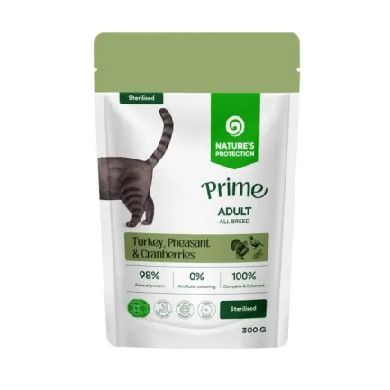 Nature's Protection Prime Sterilised Adult Cats Turkey, Pheasant and Cranberries Вологий корм для стерилізованих котів з індичкою, фазаном і журавлиною, 300 г