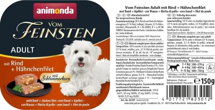 Корм вологий для собак Animonda Vom Feinsten gourme Adult with beef and chicken file з яловичиною і куркою, 150 г — Фото 1