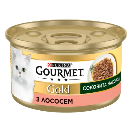 Вологий корм GOURMET Gold "Соковита насолода" для дорослих котів з лососем 85 г — Фото 1