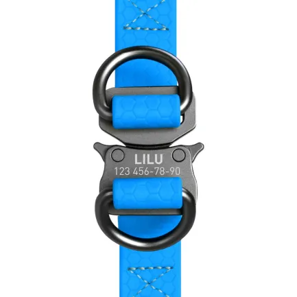 Шлея для собак водостійка WAUDOG Waterproof, c QR паспортом, металічна пряжка-фастекс, Ш 15 мм, Дов 40-55 см блакитний — Фото 3