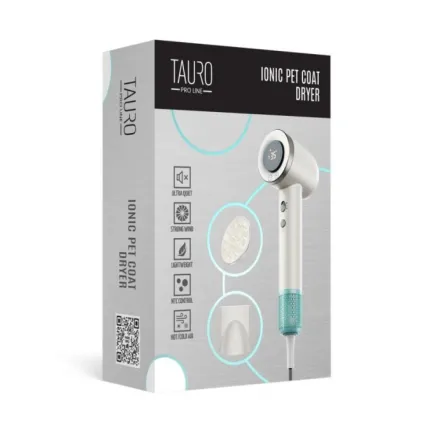 Tauro Pro Line Ручний фен для сушіння шерсті домашніх тварин з технологією генерації негативних іонів з вилкою ЄС, білий — Фото 1