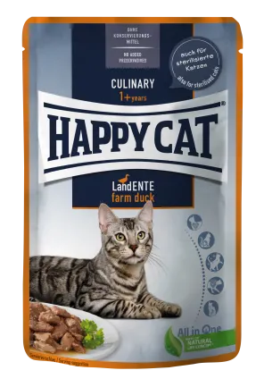 Вологий корм Happy Cat Culinary LandEnte у вигляді шматочків в cоусі для котів з качкою