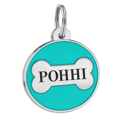 Емальований Адреса BronzeDog Кісточка для Собак Бірюзовий M — Фото 1