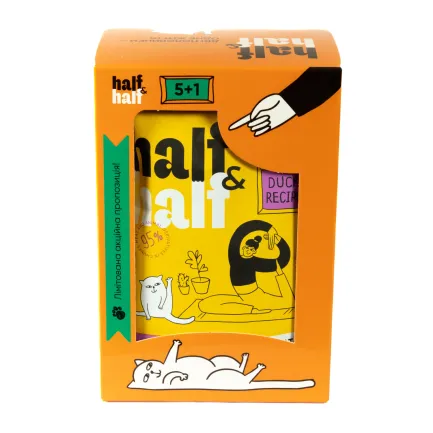 Набір вологих кормів Half&amp;Half "5+1" для дорослих котів, шматочки з качкою у соусі, паучі, 6 шт*100 г — Фото 2