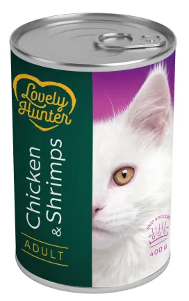 Вологий корм для дорослих котів з куркою і креветками Lovely Hunter Adult Chicken and Shrimps 400 г