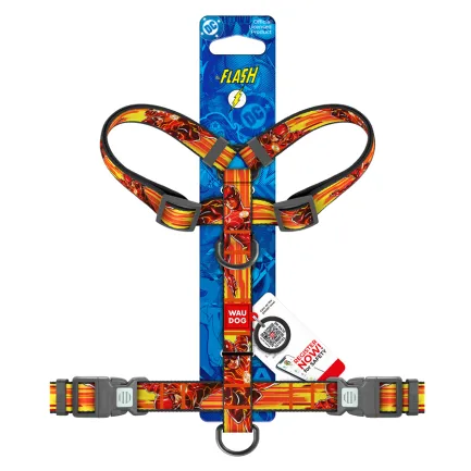 Шлея для собак анатомічна H-подібна WAUDOG Nylon з QR-паспортом, малюнок "Швидкість Флеша", пластиковий фастекс, L, Ш 25 мм, А 51-85 см, В 60-85 см — Фото 2