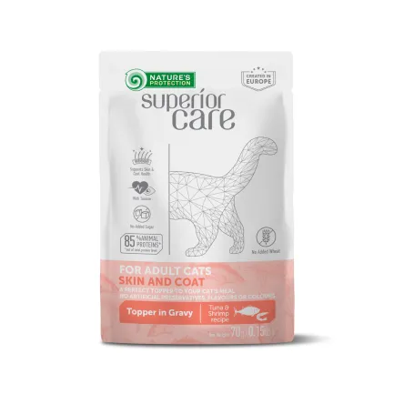 Nature's Protection Superior Care Adult Cats Skin&amp;Coat Tuna &amp; Shrimps Вологий корм для котів для догляду за шкірою та шерстю з тунцем і креветками, 70 г