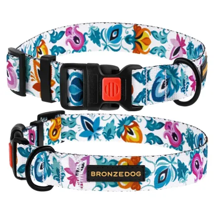 Нашийник для собак BronzeDog Urban Folk нейлоновий з пластиковою пряжкою білий L — Фото 2