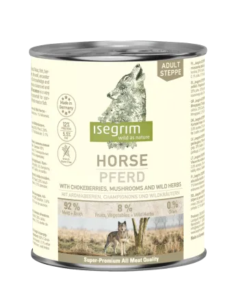 ISEGRIM Horse pure with Chokeberries, Champignons &amp; Wild Herbs 800 г. Вологий корм для собак. Конина з горобиною