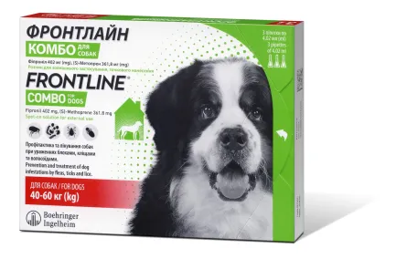 Краплі на холку Boehringer Ingelheim Frontline Combo для собак від 40 до 60 кг 3 піпетки — Фото 2