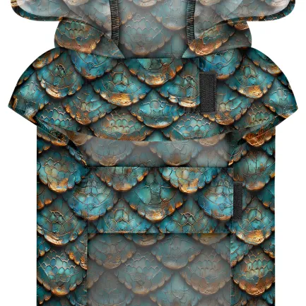 Дощовик-накидка з капюшоном для собак WAUDOG Clothes, малюнок &amp;quot;Луска&amp;quot;, XL, А 55-61 см, B 68-80 см, С 42-52 см — Фото 2