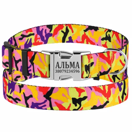 Нашийник для Собак BronzeDog Urban Camo Нейлоновий з Металевою Пряжкою Помаранчевий L