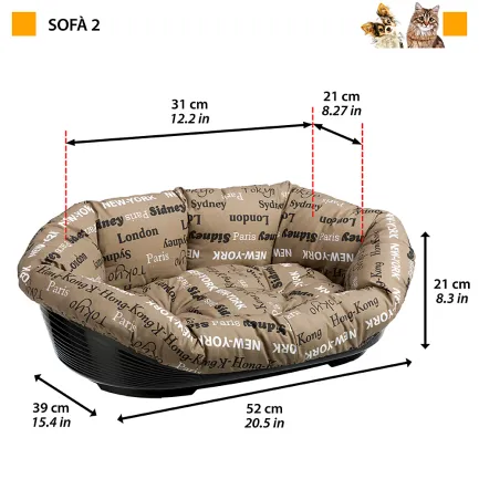 Ferplast SOFA' 2 Місце д/собаки пластик+чохол (бавовна) — Фото 1