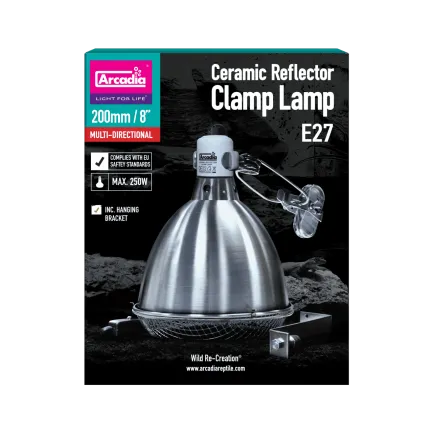 ARCADIA REFLECTOR CLAMP LAMP WITH CERAMIC HOLDER E27 20CM STAINLESS STEEL (R2100085) світильник для тераріума