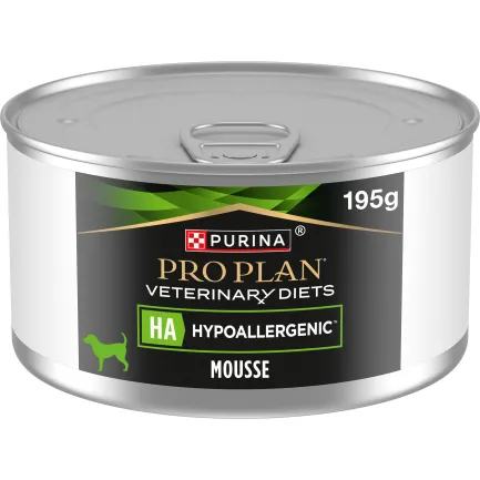 Вологий дієтичний корм PRO PLAN VETERINARY DIETS HA Hypoallergenic для дорослих собак та цуценят для зниження ознак інгредієнтної та нутрієнтної непереносимості мус 195 г