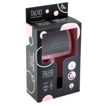 Tauro Pro Line Royal Щітка пластикова тонкі та м'які зубчики з нержавіючої сталі 25 мм, рожева, велика 17,5 x 10,6 x 6,2 см — Фото 2