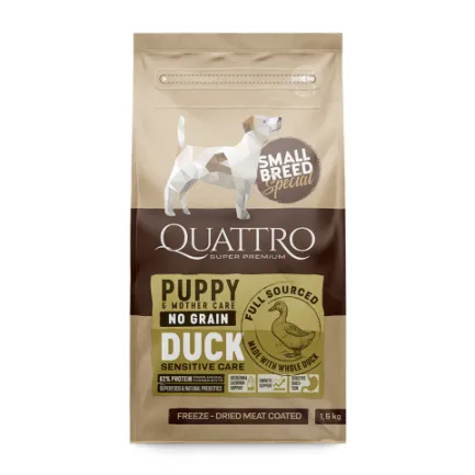 Quattro Puppy Duck Small Breed для цуценят, вагітних та лактуючих самок дрібних порід з качкою 1,5 кг