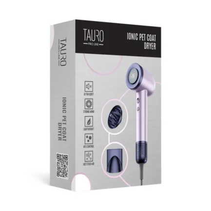 Tauro Pro Line Ручний фен для сушіння шерсті домашніх тварин з технологією генерації негативних іонів з вилкою ЄС, рожевий — Фото 1