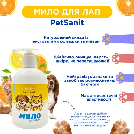 ПетСаніт (PetSanit) мило рідке антибактеріальне для лап 275мл, MODES — Фото 2