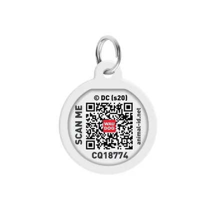 Адресник для собак та котів металічний WAUDOG Smart ID з QR паспортом, малюнок "Чудо-жінка 1", круг, Д 25 мм — Фото 2