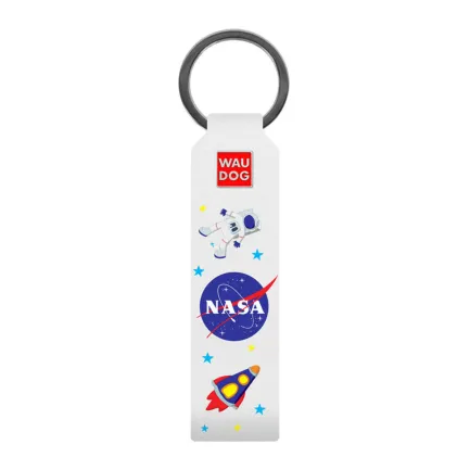 Брелок WAUDOG Design з малюнком "NASA", преміум шкіра (ширина 20мм, довжина 95мм) білий