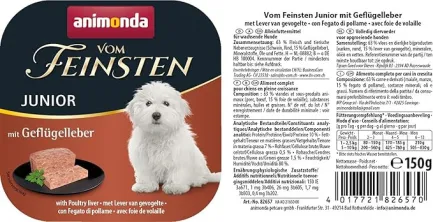 Корм вологий для цуценят Animonda Vom Feinsten Junior with Poultry liver з печінкою домашньої птиці 150 г — Фото 1