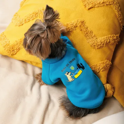 Толстовка Pet Fashion "Peace for Ukraine" для собак, розмір XS, блакитна — Фото 2