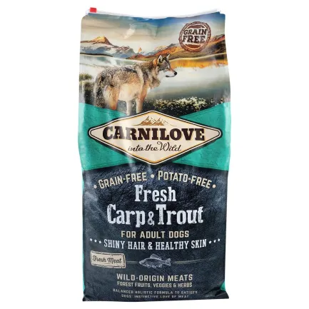 Сухий корм Carnilove Fresh Carp &amp; Trout для дорослих собак всіх порід, риба, 12 кг — Фото 2