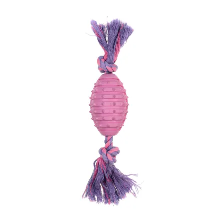 Іграшка для собак MISOKO&amp;CO М'яч для регбі з мотузкою, pink, 24x8 cm