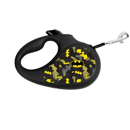 Повідець-рулетка для собак WAUDOG R-leash, малюнок "Бетмен Візерунок", S, до 15 кг, 5 м, світловідбиваюча стрічка чорний