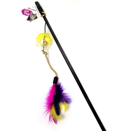 Flamingo Dangler Frizz Ball&amp;Feathers ФЛАМІНГО іграшка для котів, вудка дражнилка з м’ячем та пір’ям длина 50 см