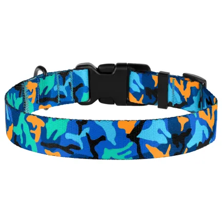 Нашийник для Собак BronzeDog Urban Camo Нейлоновий з Пластиковою Пряжкою Синій L — Фото 3