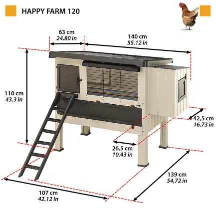 Ferplast CAGE HAPPY FARM 120 Будинок для курей, пластик+дерево — Фото 1