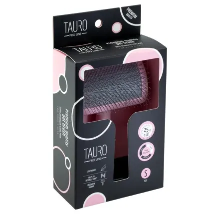 Tauro Pro Line Royal Щітка пластикова тонкі та м'які зубчики з нержавіючої сталі 25 мм, рожева, мала 15,5 x 10,2 x 6,2 см — Фото 2