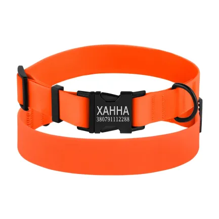 Нашийник для Собак BronzeDog Surf Водовідштовхуючий із Захисним Полімерним Покриттям та Металевою Пряжкою Помаранчевий L