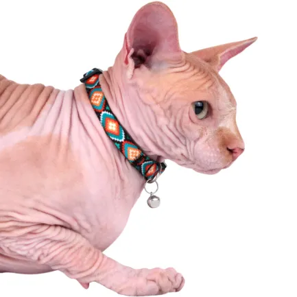 Нашийник для Котів BronzeDog Urban Нейлоновий з Пластиковою Пряжкою та Дзвіночком Ромби XS — Фото 3
