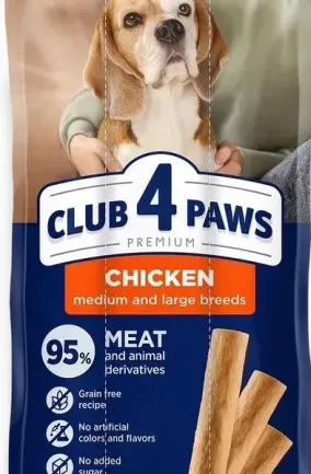 Club 4 Paws - м'ясна паличка з куркою для собак середніх та великих порід 3х0,02кг