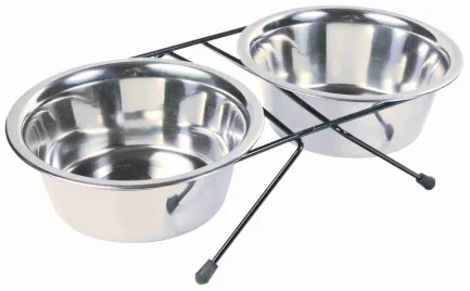 Миски Trixie для собак, на підставці, металеві, 14 см, 2х750 мл