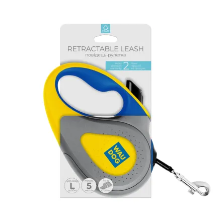 Повідець-рулетка для собак WAUDOG R-leash, малюнок "Colors of freedom", L, до 50 кг, 5 м, світловідбивна стрічка — Фото 1