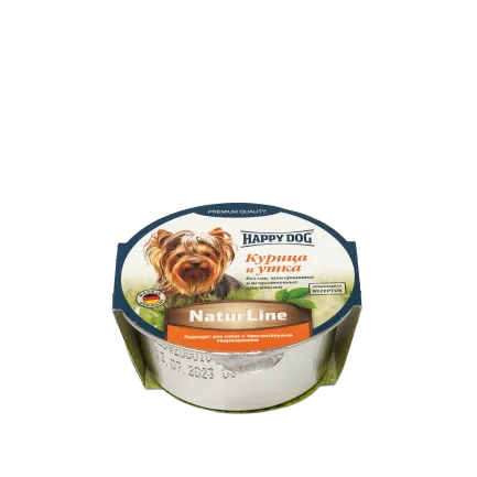 Вологий корм Happy Dog Happy Schale NaturLine KalbReis для собак у вигляді паштету з куркою та качкою, 85 г,1002728