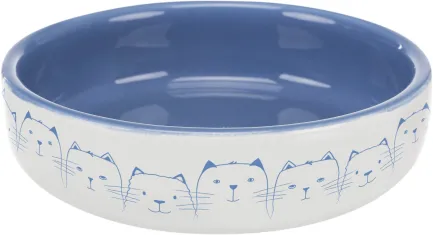 Миска Trixie для котів коротконосих порід, керамічна, 15 см, 300 мл (світло-синя/біла)