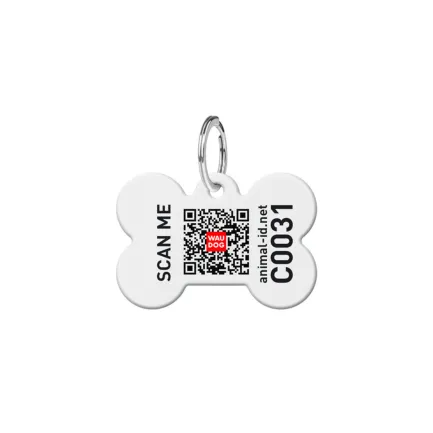 Адресник для собак та котів персоналізований металевий WAUDOG Smart ID з QR паспортом, S, малюнок "Серця", кістка, Д 31 мм, Ш 21 мм — Фото 2