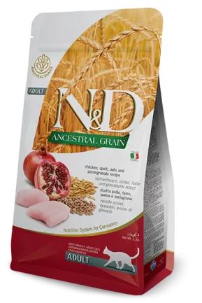 Низькозерновий сухий корм Farmina LOW GRAIN для дорослих кішок (курка/гранат), 5 кг